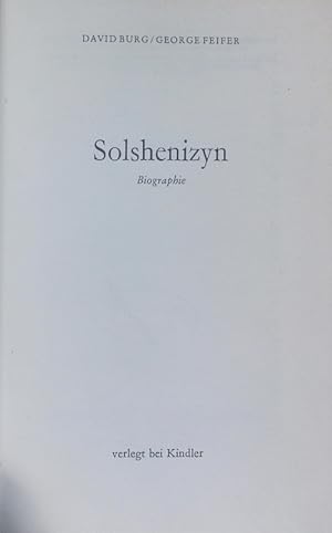 Bild des Verkufers fr Solshenizyn. Biographie. zum Verkauf von Antiquariat Bookfarm