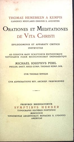 Bild des Verkufers fr Orationes et Meditationes de Vita Christi. Epilegomenis et appparatu critico instructas. zum Verkauf von books4less (Versandantiquariat Petra Gros GmbH & Co. KG)