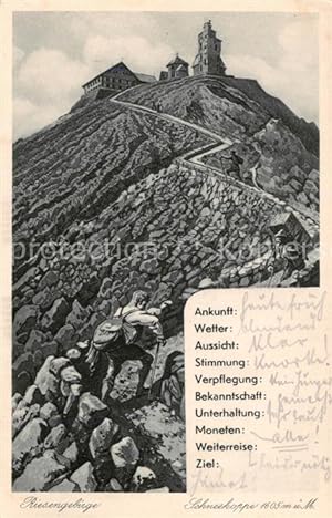 Bild des Verkufers fr Postkarte Carte Postale 73805409 Riesengebirge Boehmischer Teil Schneekoppe zum Verkauf von Versandhandel Boeger