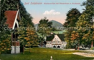 Postkarte Carte Postale 73809196 Bad Salzbrunn Szczawno-Zdroj PL Musikpavillon mit Wiesenhaus und...