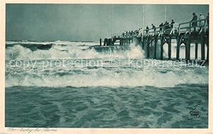 Bild des Verkufers fr Postkarte Carte Postale 73817385 Cranz Ostseebad Selenogradsk Kaliningrad RU Seesteg bei Sturm zum Verkauf von Versandhandel Boeger