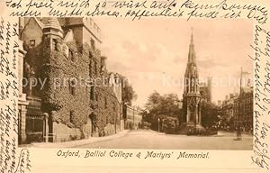 Seller image for Postkarte Carte Postale 73819589 Oxford Oxfordshire UK Balliol College and Martyrs Memorial for sale by Versandhandel Boeger