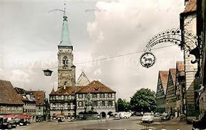 Postkarte Carte Postale 73829600 Schwabach Marktplatz mit Rathaus und St Johanniskirche Schwabach