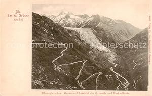 Bild des Verkufers fr Postkarte Carte Postale 13827324 Rhonegletscher Glacier du Rhone VS Panorama der Grimsel und Furka Route zum Verkauf von Versandhandel Boeger