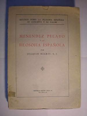Bild des Verkufers fr Menndez Pelayo y la Filosofa Espaola. Tomo II zum Verkauf von Librera Antonio Azorn