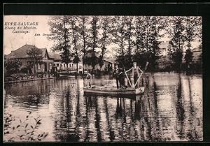 Carte postale Eppe-Sauvage, Etang du Moulin, Canotage