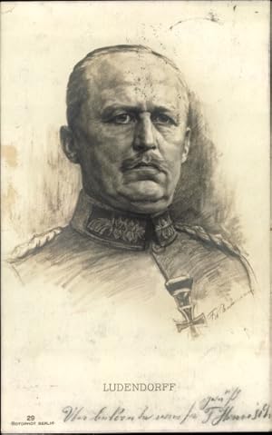 Künstler Ansichtskarte / Postkarte General Erich Friedrich Wilhelm Ludendorff, RPH 29