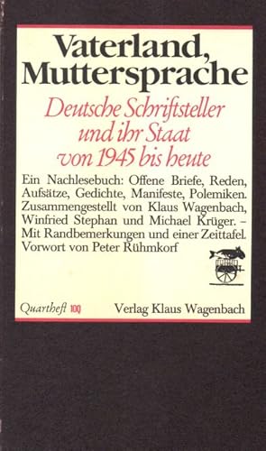 Seller image for Vaterland, Muttersprache : Deutsche Schriftsteller und ihr Staat von 1945 bis heute. for sale by Auf Buchfhlung