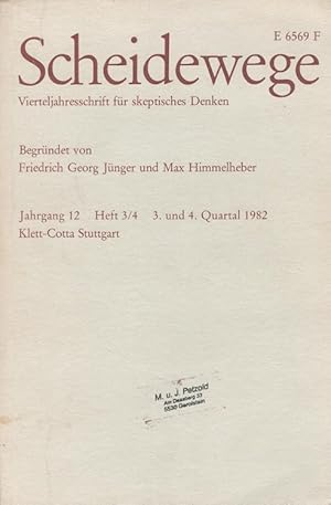 Seller image for Scheidewege - Vierteljahresschrift fr skeptisches Denken Jahrgang 12 Heft 3-4 / 4. Quartal 1982 for sale by Versandantiquariat Nussbaum