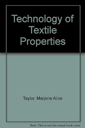 Bild des Verkufers fr Technology of Textile Properties zum Verkauf von WeBuyBooks