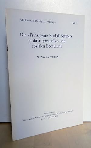 Bild des Verkufers fr Die "Prinzipien" Rudolf Steiners in ihrer spirituellen und sozialen Bedeutung. - Sonderdruck aus "Mitteilungen des Arbeitskreises zur geistgemen Durchdringung der Weltlage" Nr. 47, 48 und 49/50. - zum Verkauf von Antiquariat frANTHROPOSOPHIE Ruth Jger