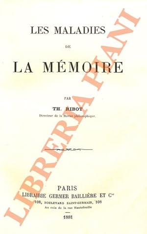 Bild des Verkufers fr Les maladies de la mmoire. zum Verkauf von Libreria Piani