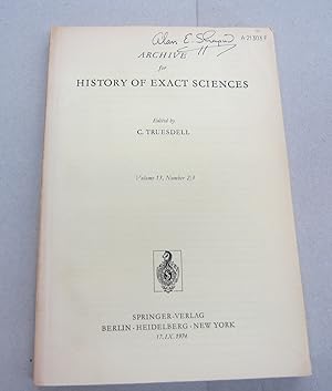 Archive for History of Exact Sciences Volume 13, Number 2 / 3
