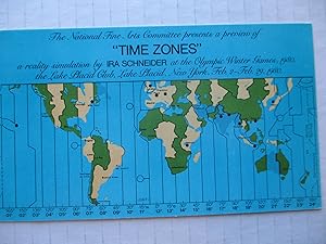 Seller image for Ira Schneider Time Zones Reality Simulation preview Olympic Winter Games Lake Placid Social Club 1980 Exhibition invite postcard for sale by ANARTIST