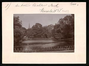 Bild des Verkufers fr Fotografie Brck, Sohn Meissen, Ansicht Neustadt i. Sa., Blick auf den Teich im Arthur-Richter-Park zum Verkauf von Bartko-Reher