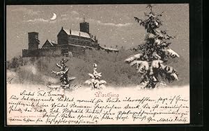 Bild des Verkufers fr Ansichtskarte Wartburg in sternklarer Winternacht zum Verkauf von Bartko-Reher