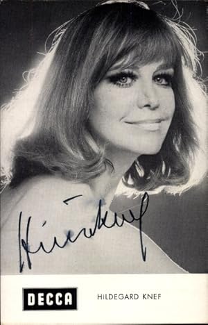 Ansichtskarte / Postkarte Sängerin Hildegard Knef, Portrait, Autogramm, Decca