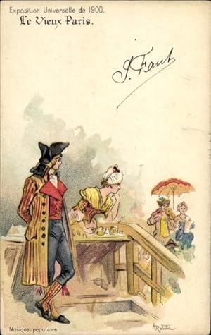 Image du vendeur pour Knstler Litho Robida, A., Exposition Universelle de 1900, Le Vieux Paris, Musique populaire mis en vente par akpool GmbH