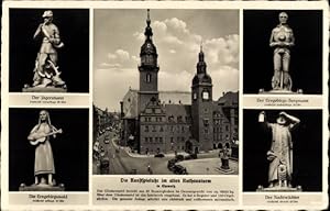 Ansichtskarte / Postkarte Chemnitz Sachsen, Die Kunstspieluhr im alten Rathausturm, Figuren