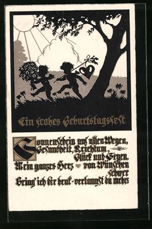 Imagen del vendedor de Knstler-Ansichtskarte Ein frohes Geburtstagsfest, Engelchen mit Blumenstrauss a la venta por Bartko-Reher
