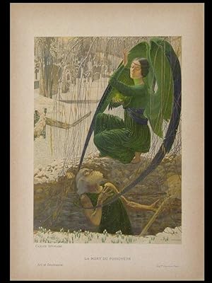 CARLOS SCHWABE, LA MORT DU FOSSOYEUR - 1901 - LITHOGRAPHIE, DER TOD DES TOTENGRABERS