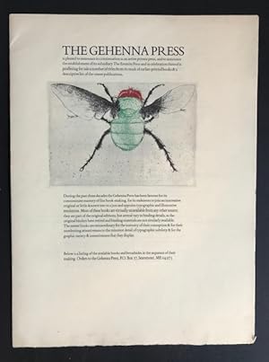 Seller image for The Gehenna Press Is Pleased to Announce Its Continuation as an Active Press [etc.] for sale by Robin Bledsoe, Bookseller (ABAA)