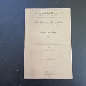 Bild des Verkufers fr Neudrucke deutscher Litteraturwerke des XVI. und XVII. Jahrhunderts - Band 16 u. 17: Niederdeutsche Scherzgedichte, 1652 zum Verkauf von Bookstore-Online