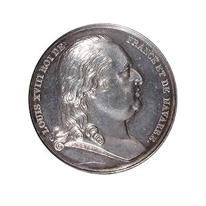 Medal for the voyage of the Uranie. Obverse: profile portrait of Louis XVIII. Reverse: "Hémisphèr...