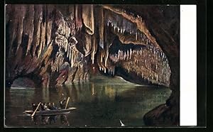Künstler-Ansichtskarte Macocha Höhle, Der unterirdische See