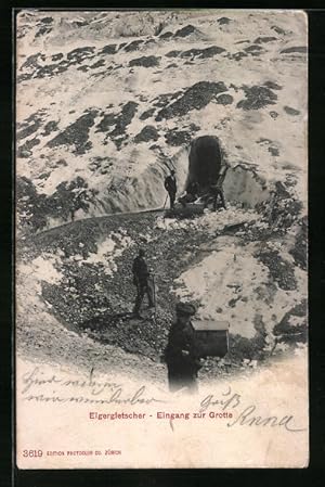 Ansichtskarte Eigergletscher, Eingang zur Grotte