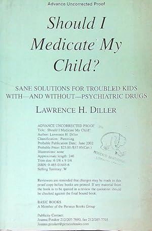 Bild des Verkufers fr Should I Medicate My Child? zum Verkauf von Librodifaccia