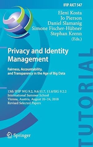 Seller image for Privacy and Identity Management. Fairness, Accountability, and Transparency in the Age of Big Data (Hardcover) for sale by CitiRetail