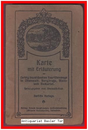 Seller image for Karte mit Erluterung der farbig bezeichneten Touristenwege in Odenwald, Bergstrae, Main- und Neckartal. for sale by Antiquariat Basler Tor