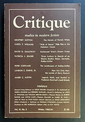 Seller image for Critique, Volume 6, Number 3 (VI; Winter 1963 - 1964) - includes a review of V. by Thomas Pynchon for sale by Philip Smith, Bookseller