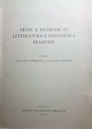 STUDI E RICERCHE DI LETTERATURA E LINGUISTICA FRANCESE