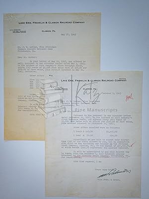 American Wartime Corporate Financial Letters for the Lake Erie, Franklin, and Clarion Railroad