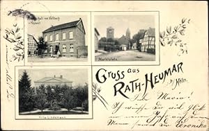 Ansichtskarte / Postkarte Rath Heumar Köln am Rhein, Marktplatz, Villa Lindemann, Wirtschaft von ...