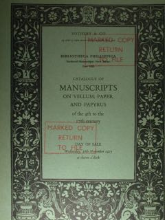 Bibliotheca Philippica Medieval Manuscrupits. New Series Part VIII. Catalogue of MANUSCRIPTS on v...