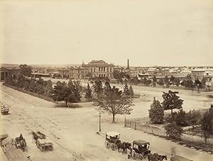 Bild des Verkufers fr Vintage nineteenth-century photographs of Victoria Square, Adelaide (featuring the Supreme Court), and the city from Montefiore Hill, mounted back-to-back on a card leaf detached from an album zum Verkauf von Michael Treloar Booksellers ANZAAB/ILAB