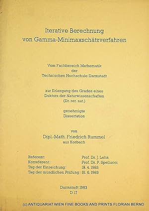 Bild des Verkufers fr Iterative Berechnung von Gamma-Minimaxschaetzverfahren. Darmstadt, Techn. Hochsch., Diss., 1983 zum Verkauf von ANTIQUARIAT.WIEN Fine Books & Prints