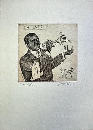 Seller image for JIRI SLIVA: "Oh Jazz!" , original etching signed by the artist - III/XX edition, 24 x 37 cmv ETCHING for sale by ART...on paper - 20th Century Art Books