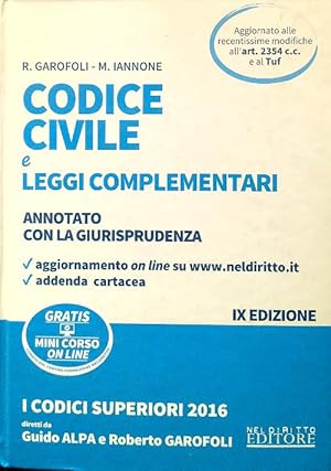 Bild des Verkufers fr Codice civile e leggi complementari. Annotato con la giurisprudenza zum Verkauf von Librodifaccia