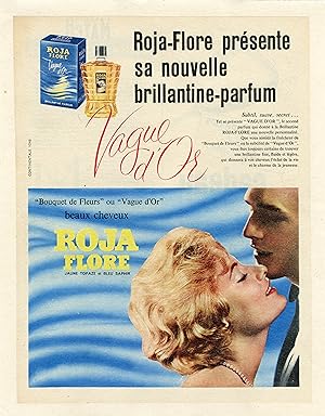 "BRILLANTINE ROJA-FLORE" Annonce originale entoilée parue dans PARIS-MATCH (années 50)