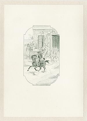 "JOLI DRAGON (Chanson Languedocienne)" Gravure originale entoilée illustrée par Lucien MÉTIVET (1...