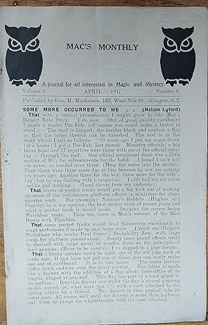 Immagine del venditore per Mac's Monthly April 1947 Volum3 3 Number 6 A journal for all interested in Magic and Mystery venduto da Shore Books