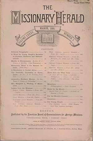 Imagen del vendedor de The Missionary Herald Vol. LXXXV No. 3, March 1889 a la venta por Kenneth Mallory Bookseller ABAA
