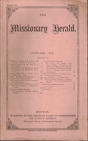 Imagen del vendedor de The Missionary Herald Vol. 68 No. 1, January 1872 a la venta por Kenneth Mallory Bookseller ABAA