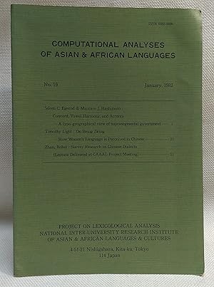 Computational Analysis of Asian & African Languages No. 19 January 1982