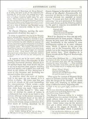 Seller image for Rythmical Laws of The Book of Manu. An original article from The Antiquary Magazine, 1883. for sale by Cosmo Books