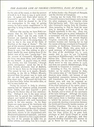 Seller image for The Early Life of Thomas Cromwell, Earl of Essex (1490-1530) Part I and II. A complete original article from The Antiquary Magazine, 1884. for sale by Cosmo Books